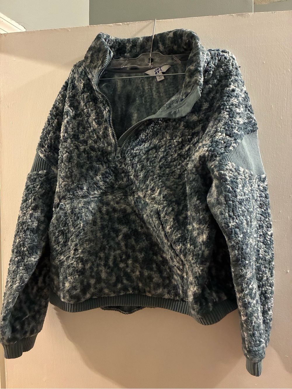 JoyLab Blue-Gray Half-Zip Teddy Jacket